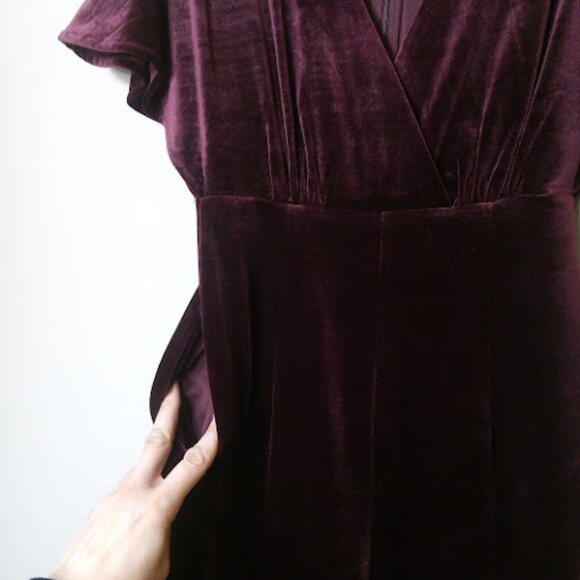 ANTHROPOLOGIE GREYLIN | Burgundy Velvet Wide Leg Luna Jumpsuit Holiday Party XS - Picture 9 of 13